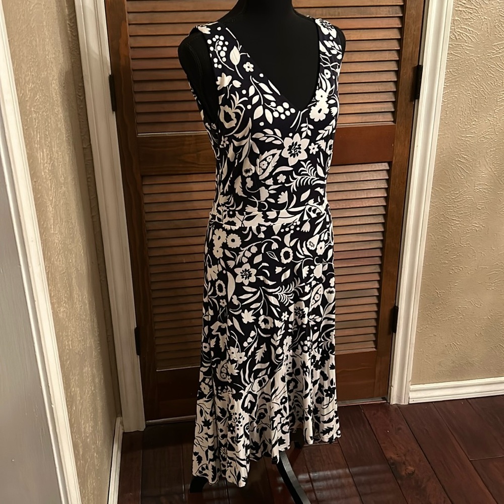 Navy and White Boden Floral Maxidress